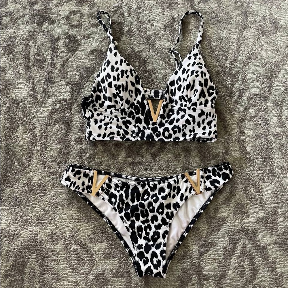 Victoria’s Secret White Cheetah Two Piece Swim Suit
